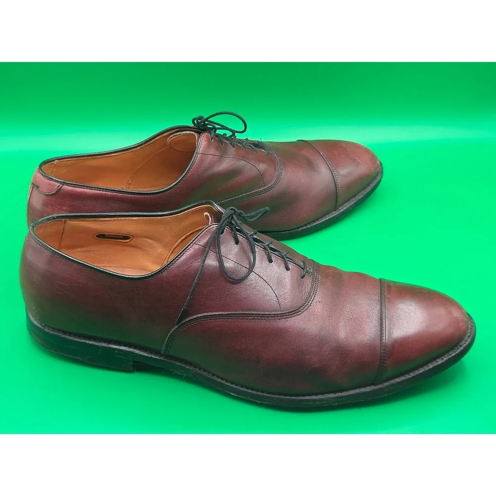 Allen Edmonds Mens Park Avenue Burgundy Leather Cap Toe Oxford Shoes 14 EEE 5875